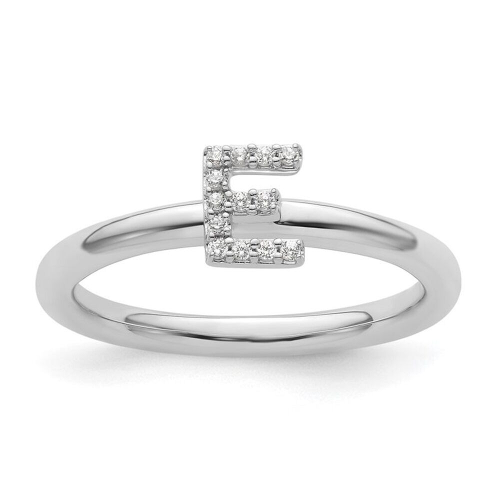 Kazi Luxury 14k White Gold Stackable Diamond Init… - image 1